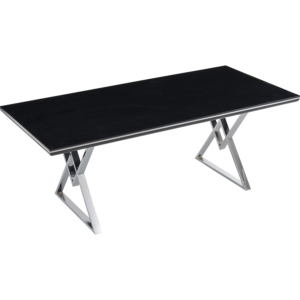 Étkezőasztal lakk FEKETE MDF asztallap és EZÜST fém lábak 92×160 cm