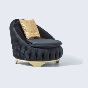 Chesterfield stílusú Alton-Gold fotel  FEKETE arany lábakkal
