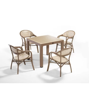 Kültéri étkezőszett BAMBOO 4 személyes kávé/CAPPUCINO üvegszálas műanyagból