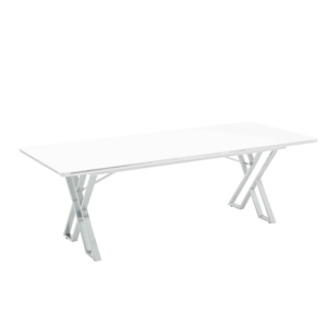 LEON Bővíthető Étkezőasztal 92×160-200 cm Fényes Fehér Marmo asztallap és Ezüst lábak 