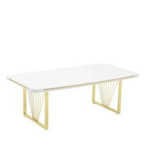NORA Étkezőasztal 92×160 cm Fehér Lakk MDF Asztallap és Ezüst Lábak