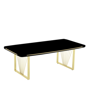 NORA Étkezőasztal 92×160 cm Fekete Lakk MDF Asztallap és Arany Fém Lábak