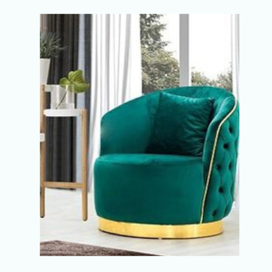 CHELSEA Modern Chesterfield fotel SMARAGDZÖLD színben arany színű díszítéssel