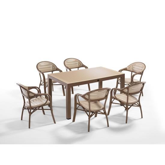 Kültéri étkezőszett BAMBOO 6 személyes KÁVÉ/CAPPUCINO üvegszálas műanyagból