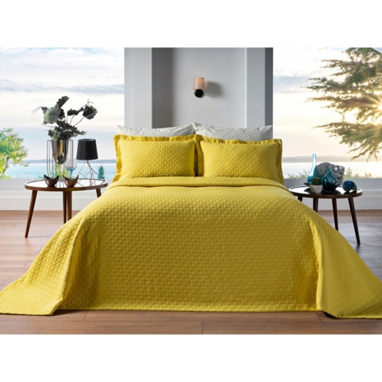 Ágytakaró 250×260cm + 2db párnahuzat 50×70 cm BESTE sárga szín