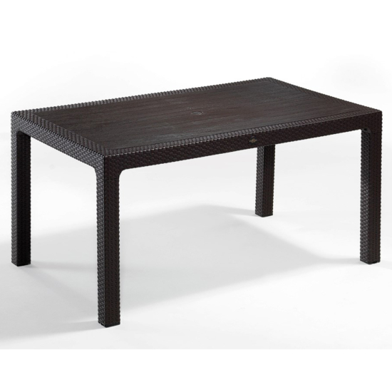 CLASSI kültéri rattan mintázatú asztal BARNA 90×150 cm