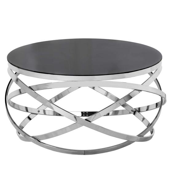 MILKY WAY modern dohányzóasztal Ezüst design lábbal és Fekete MDF asztallappal