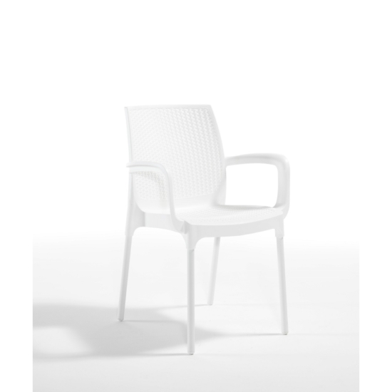 Kültéri műrattan szék SUNSET FEHÉR környezetbarát és üvegszálas műanyagból