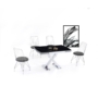 Kép 2/2 - ORUK ebédlőasztal FEHÉR edzett üveg asztalap bővíthető ezüst lábakkal 79×132-187 cm