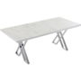 Kép 1/2 - LUNA étkezőasztal FEHÉR márvány mintás MDF asztallap és EZÜST fém lábak 92×160cm  cm