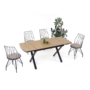 Kép 2/2 - VEGA bővíthető étkezőasztal FA hatású MDF asztallap és fekete fém lábak 79×132-187 cm