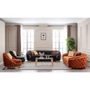 Kép 2/2 - Chesterfield stílusú Alton-Gold fotel  TERRAKOTTA , arany lábakkal