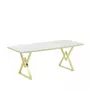 Kép 2/5 - ALYA Étkezőszett Fehér Lakk MDF asztal arany lábakkal és Bézs bársony szék arany lábbal
